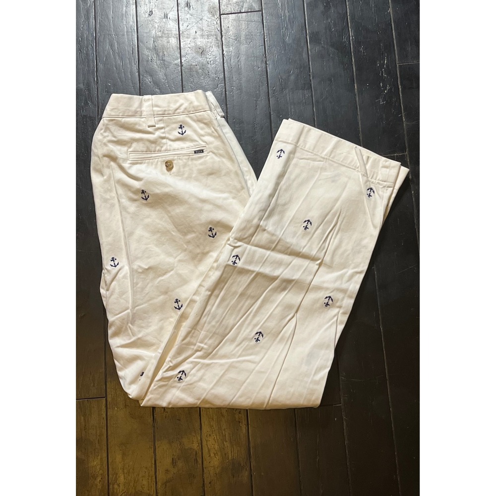 Polo Ralph Lauren Mens Classic Fit White Embroidered Anchor Chino Pants SZ 36 30 - Picture 8 of 12